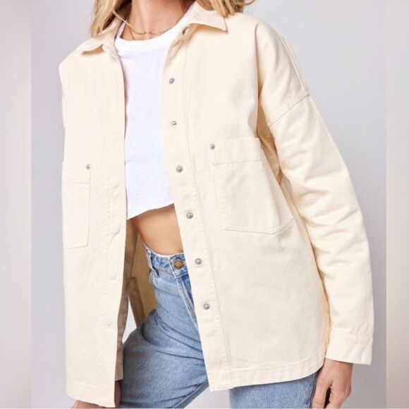 NWT L*Space women's Winslow Jacket size medium in cream color with snap closure - Picture 4 of 12